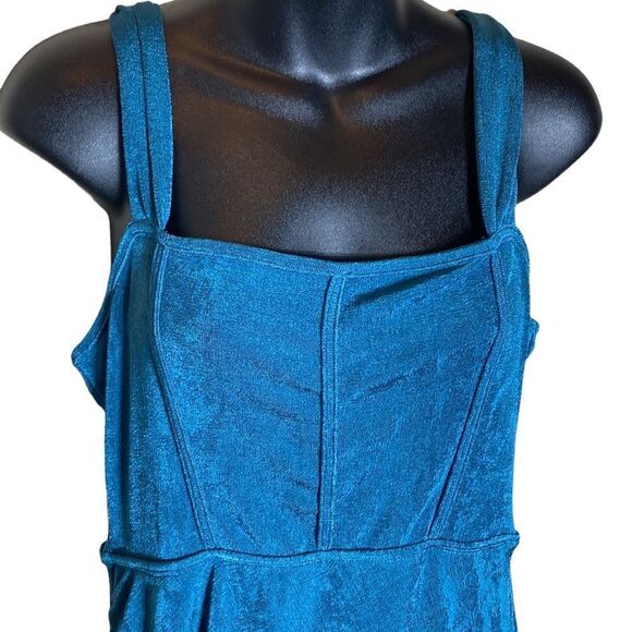 Cider textured ruched midi dress green/blue NWT - Picture 10 of 14